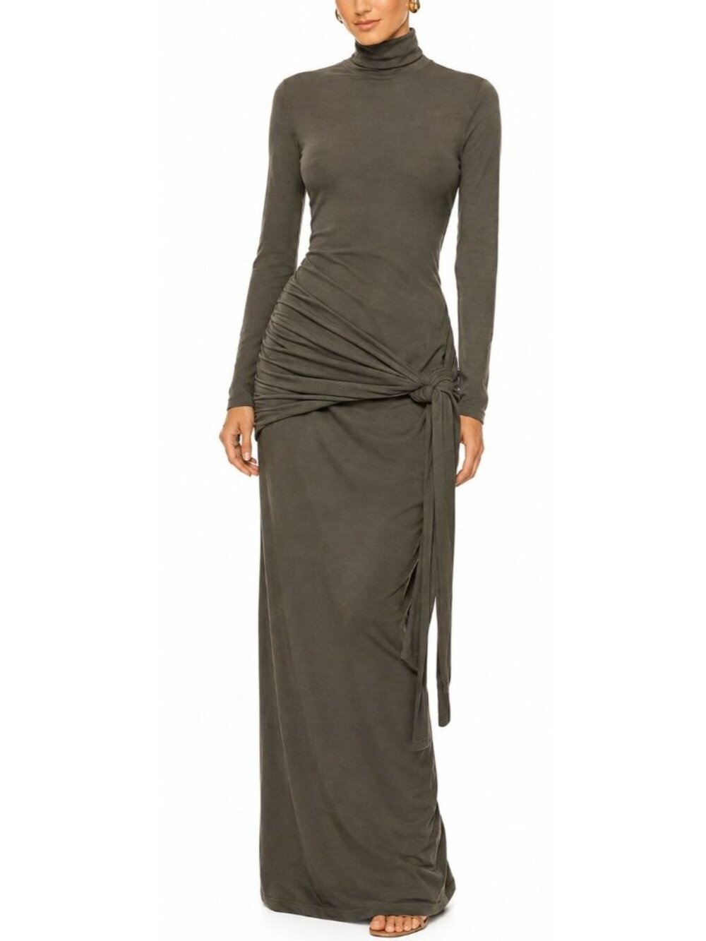Lovers + Friends Elma Turtleneck Wrap Tie Maxi Dress